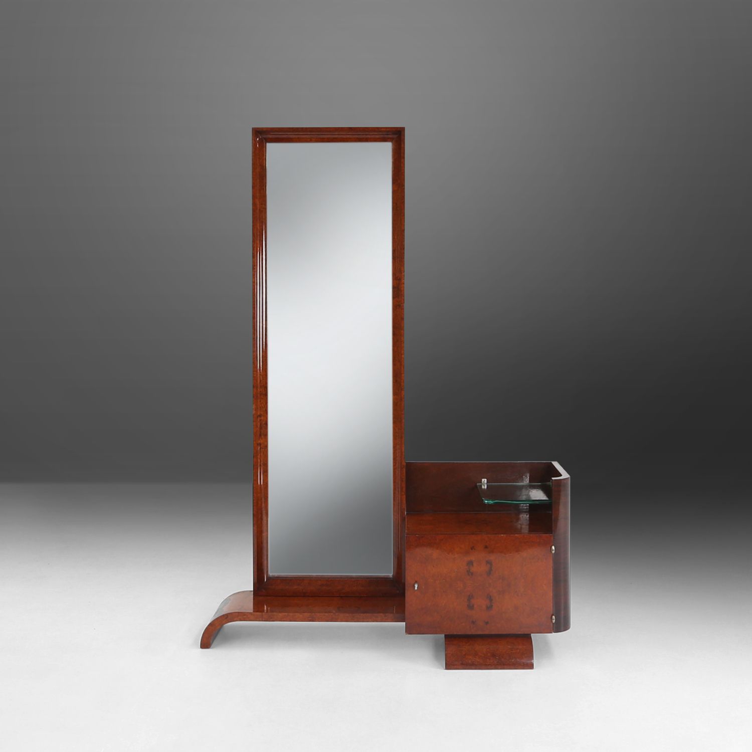 Art Deco Dressing Mirror by De Coene in Walnut Veneer, Belgium 1930s-img